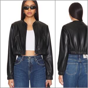 Amanda Uprichard x Revolve Pratt Jacket Black Faux Leather Medium